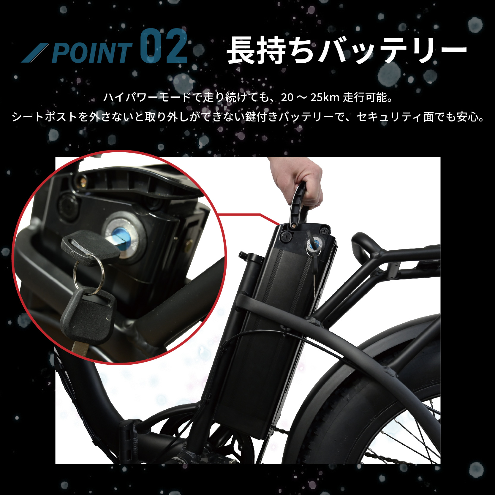 電動アシスト自転車【FAT-01】：POINT２